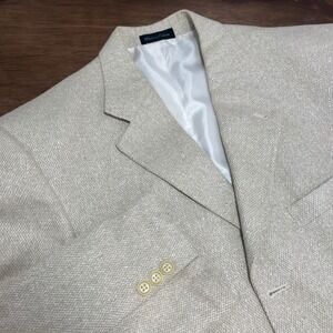 Mazzoni Blazer Beige 100% Silk Textured 3-Button Sport Coat Classic 40R